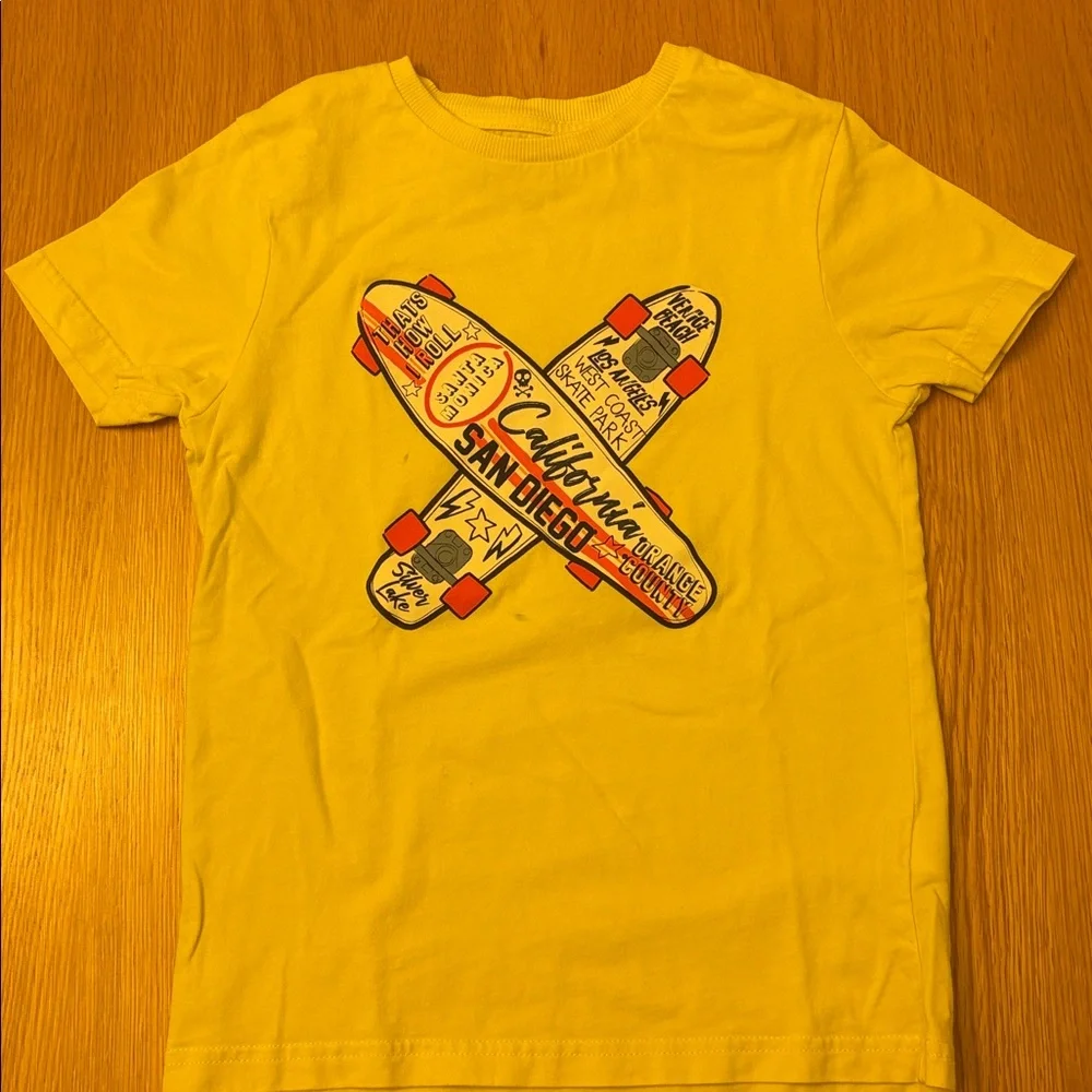 Kids Graphic T-Shirt Set - Blue, Yellow, White - size 7-8 years